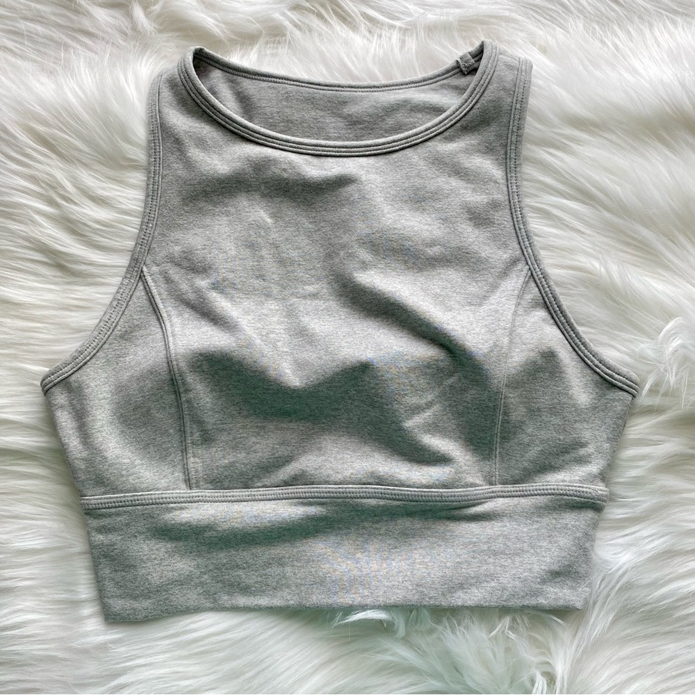 JoyLab Light Heather Gray Work Out Sports Cropped Tank Top - Picture 1 of 6